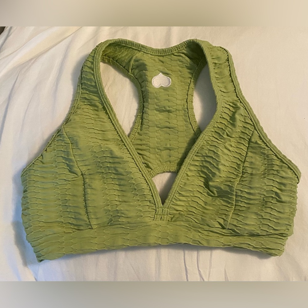Booty By Brabants Green Textured Sports Bra